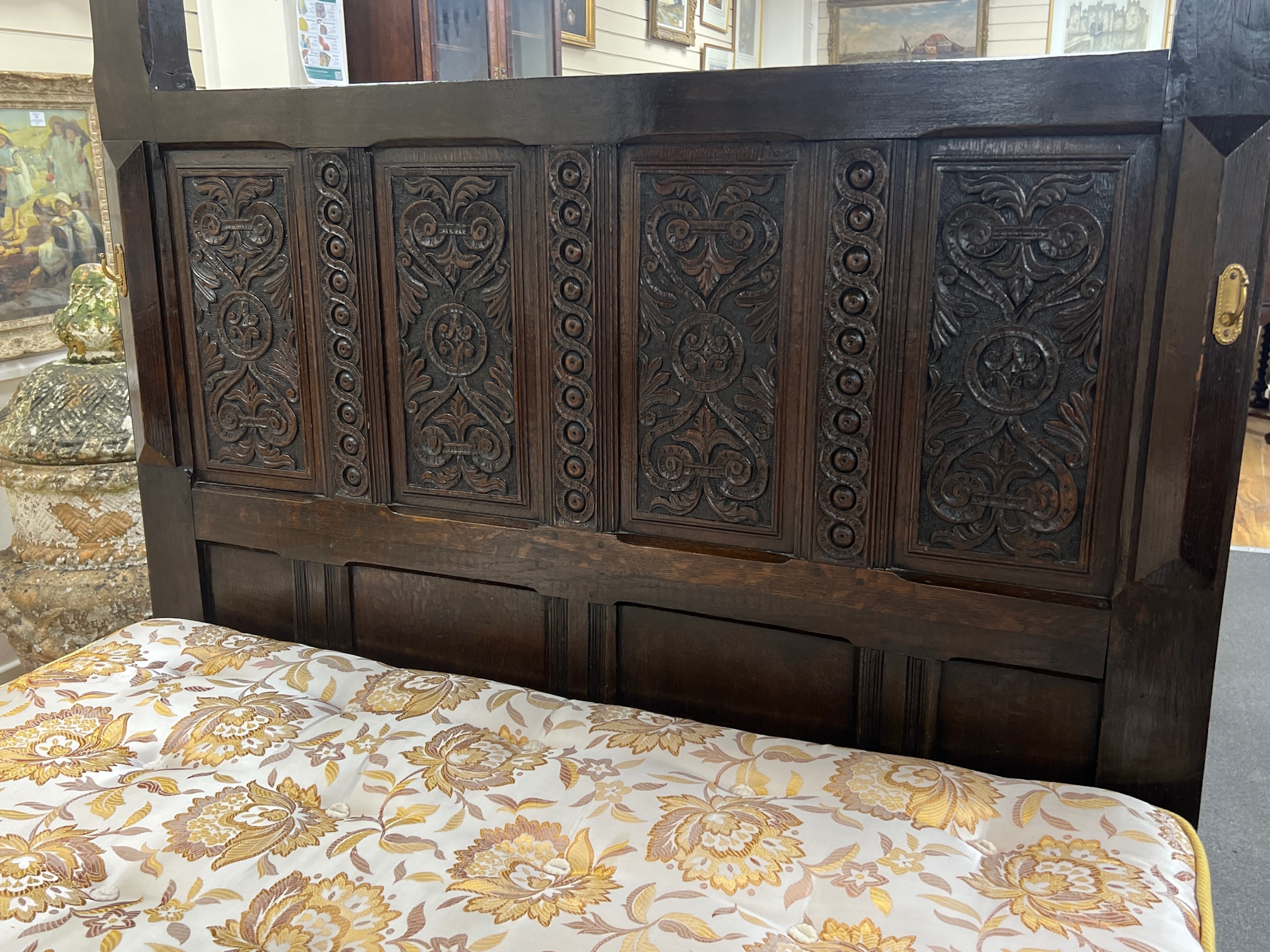 A 17th century and later oak full tester bedstead